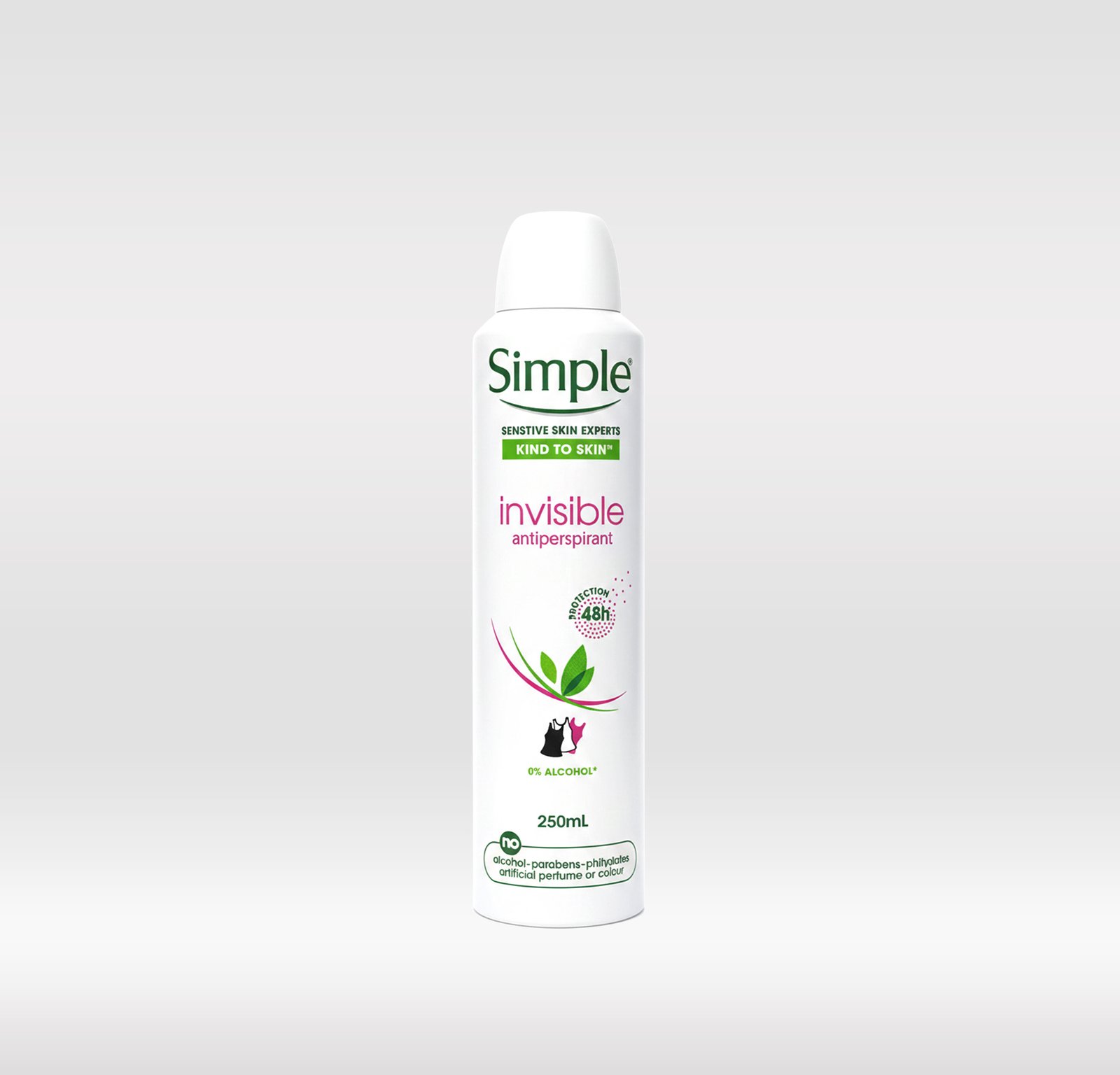 SIMPLE DEO SPRAY 250ML - INVISIBLE 1X24